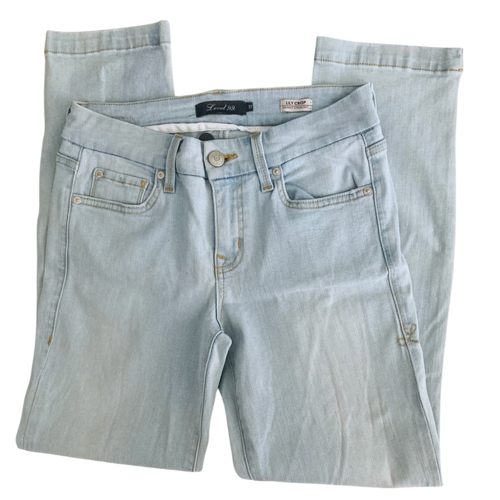 Level 99 Lily Crop Skinny Straight Leg Light Wash Midrise Denim Jeans Size 27